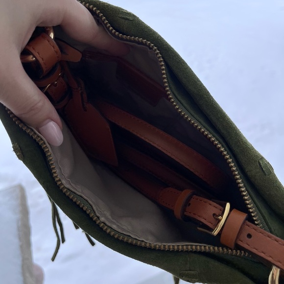 Vintage Ralph Lauren Faulk crossbody burnt olive green crossbody fringe purse - Picture 4 of 6